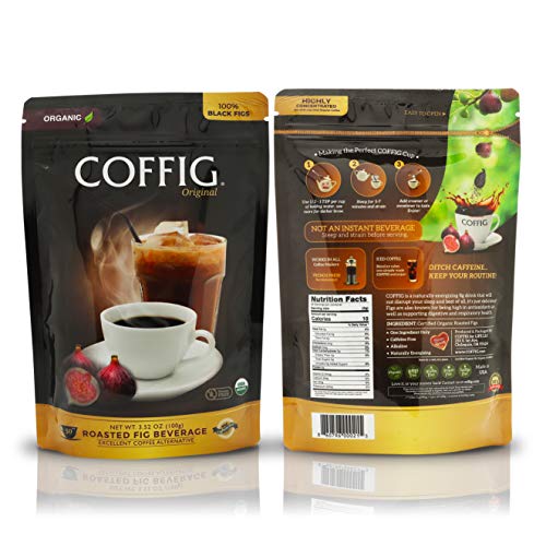 COFFIG Roasted Fig Beverage - Coffee Substitute Caffeine Free - Certified 100% Organic Fruit Energy Drink - Sugar Free - Gluten Free - Low Acidity - Highly Concentrated