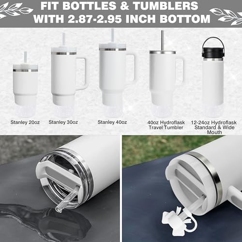 Hpebl 9PCS White for Stanley Cup Accessories Set Bling Initials Bow Charms for Stanley Decorations 30/40 Oz Tumbler Accessories Including Bow Straw Topper, Handle Strap, Spill Stopper（Letter R） - image 4