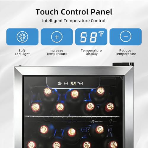 Image of Antarctic Star 1.7 Cu.Ft Beverage Cooler for Up to 68 Cans, Compact Drink Fridge with Stainless Steel Glass Door, Digital Display and Electronic Temperature Control, Silver
