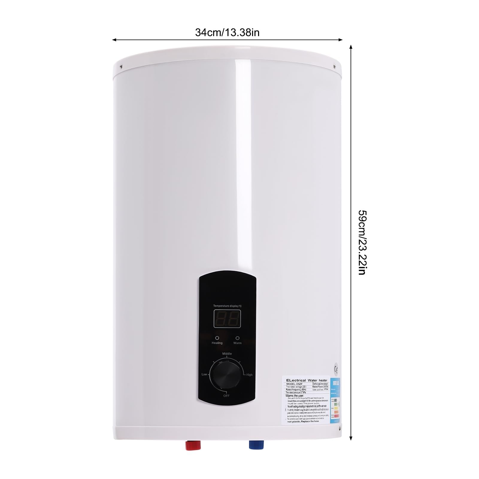 Contenitore elettrico per acqua calda, 50 L/100 L/120 l, 2000 W, caldaia elettrica, intelligente, funzionamento digitale, per bagno, lavello della cucina (bianco, 50 l)