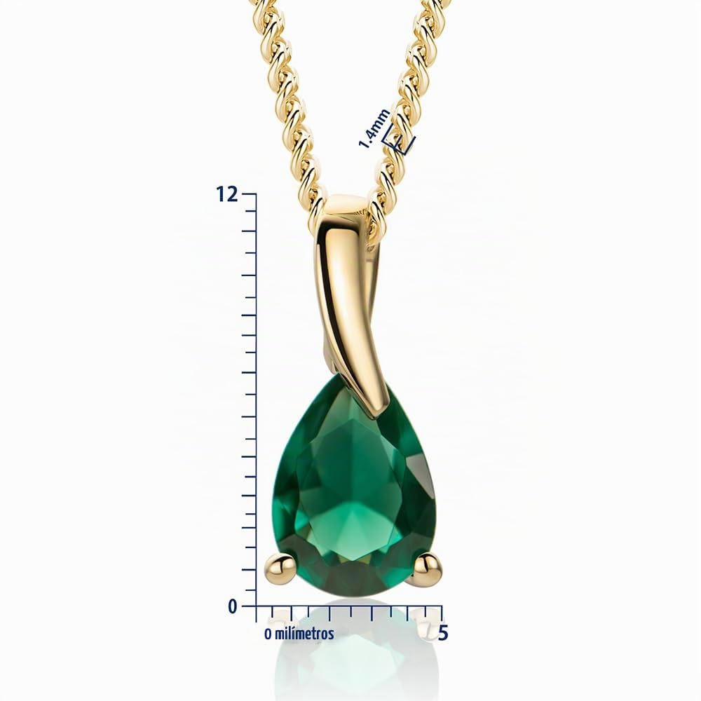 MIORE Collares Mujer, Colgante Oro Blanco/Amarillo de 9 ct 375, Gemas Zafiro/Rubí/Esmeralda/Topacio/Amatista/Aguamarina con Cadena Plata Chapada en Oro o Plata de Ley de 45 cm, Hipoalergénicos