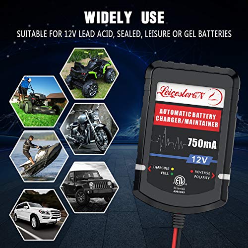 [4-Pack] Leicestercn Automatic Trickle Battery Charger Maintainer 12V 750Ma Smart Float Charger For Car Motorcycle Lawn Mower Tractor Boat Sla Atv Wet Agm Gel Cell Lead Acid Batteries #TOP7