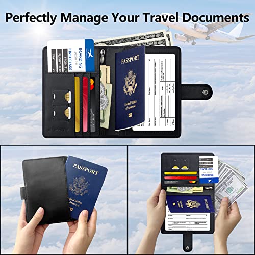 Passport Holder Passport Wallet Covers - Passport And Vaccine Card Holder Combo Genuine Leather Rfid Blocking Leather Passport Case With Coin Zipper Slot For Women And Men #TOP1
