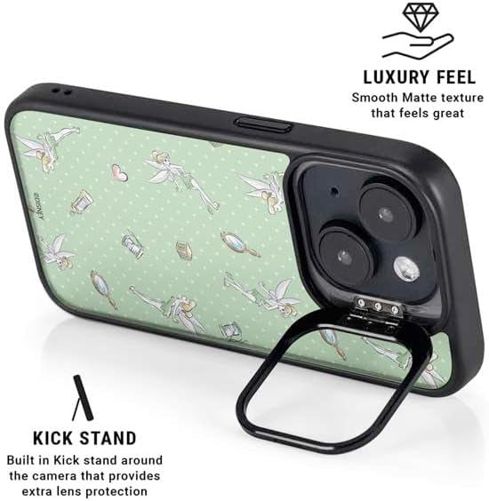 Skinit Kickstand Phone Case Compatible with iPhone 15 - Officially Licensed Disney Tinker Bell Trinkets Pattern Design