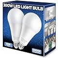 Nouscan 300W Equivalent LED Light Bulb, 4060LM Super Bright A23 LED Bulb, Daylight 5000K, 33W Energy Saving, E26 Medium Base, 120V for Garage, Warehouse, Shop, Supermarket, Non-Dimmable, 2 Pack