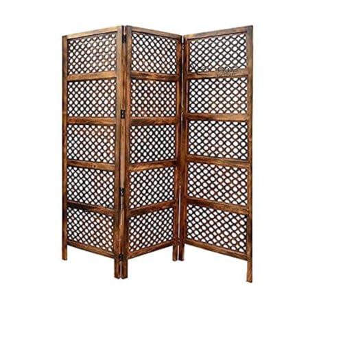 Image of Classic Wood and Craft Wooden Room Divider Partition for Living Room, Privacy Partition, Partition Wall, Divider for Makeup Studio /Office (3 Panels - Jhalli Frame Design)