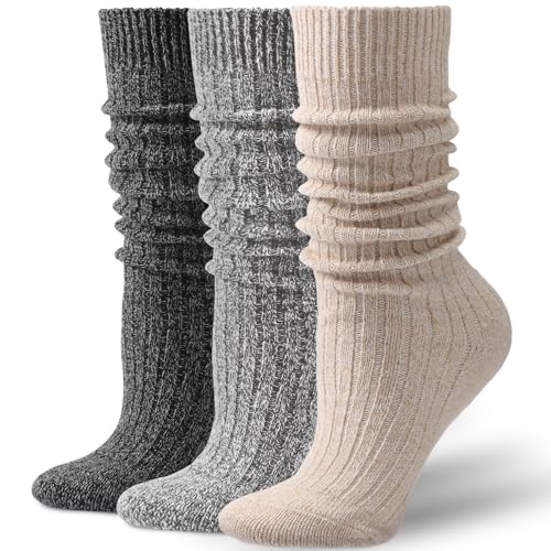 Image of Pleneal Slouchy Socks for Women Long Scrunch Sock Chunky Knit Boot Socks