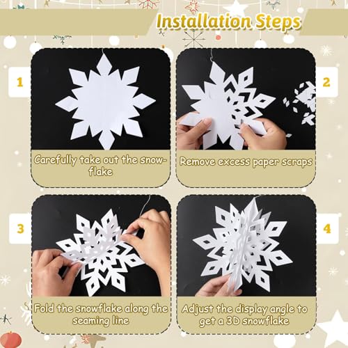 Image of Snowflake Decorations, Paper Christmas Hanging Decor Indoor, White, 24-Pc