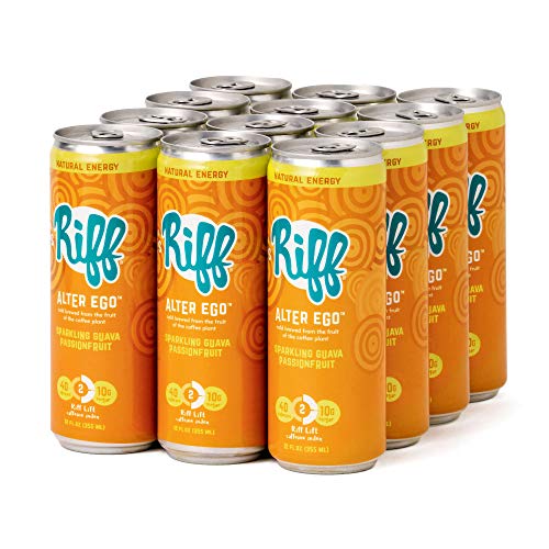 RIFF Alter Ego, Sparkling Guava Passionfruit | All Natural Energy Drink, brewed from the Fruit of the Coffee Plant, Healthy Alternative, Low Sugar, Low Calorie, Naturally Caffeinated, Shelf-Stable