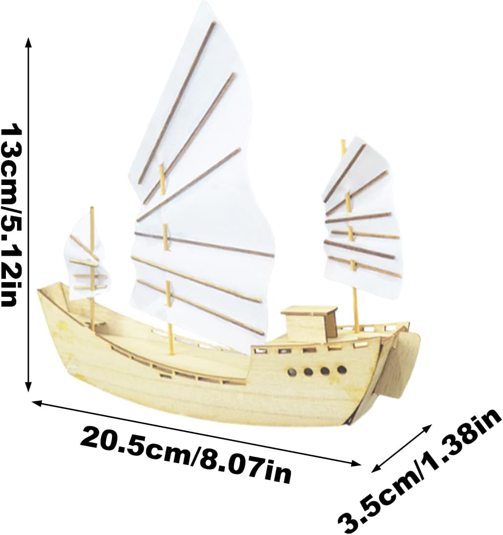 Wooden Building Block Set, Educational Preschool Toy, 20.5x3.5x13cm Interactive Boat Model Kit, Parent Child Learning Toy, Wood Construction with Creative Design, STEM Activity Set for Kids Teens