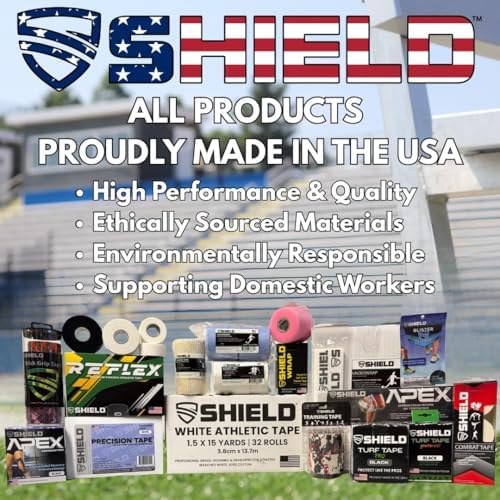 SHIELD Athletic Tape | USA's 250th Anniversary 8 Pack, 1.5 Inch by 10 Yards, Professional Trainer Rigid Wrap for Athletes - Made in The USA - Strong Hold, No Residue, Easy Tear Athletic Tape (Black) — view 2