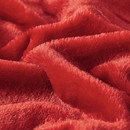 YUSOKI Red Queen Faux Fur Blanket,2 Layers,90"x90" Without Pillows Big Soft Plush Fuzzy Large Warm Fluffy Throw Blanket for Bed