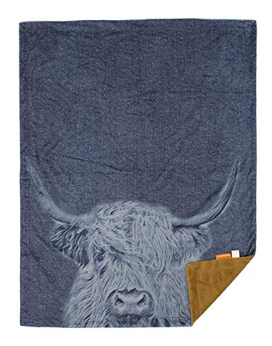 Dear Baby Gear Deluxe Baby Blanket, Double Layer Minky, Highland Cow on Denim, Khaki Minky Smooth, 40 x 30 Inches Dear Baby Gear Deluxe Baby Blanket, Double Layer Minky, Highland Cow on Denim, Khaki Minky Smooth, 40 x 30 Inches