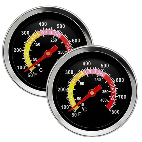 shuielai 2-Pack 1000F Grill Thermometer - Dial BBQ Smoker Thermometer Weatherproof Easy Read Temp Gauge for Charcoal Grill Meat Smoking with Mounting Hardware