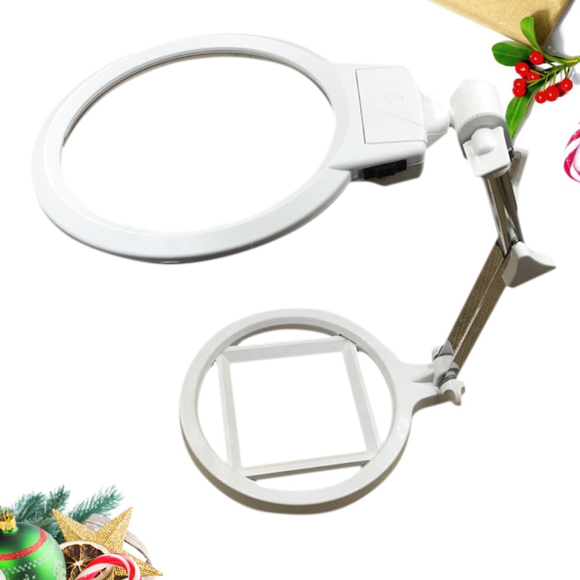 Lámpara de Lupa de Escritorio Plegable con Luz Led, Lente 2.5x130mm y Base con Escala para Diseño de Joyería y Manualidades