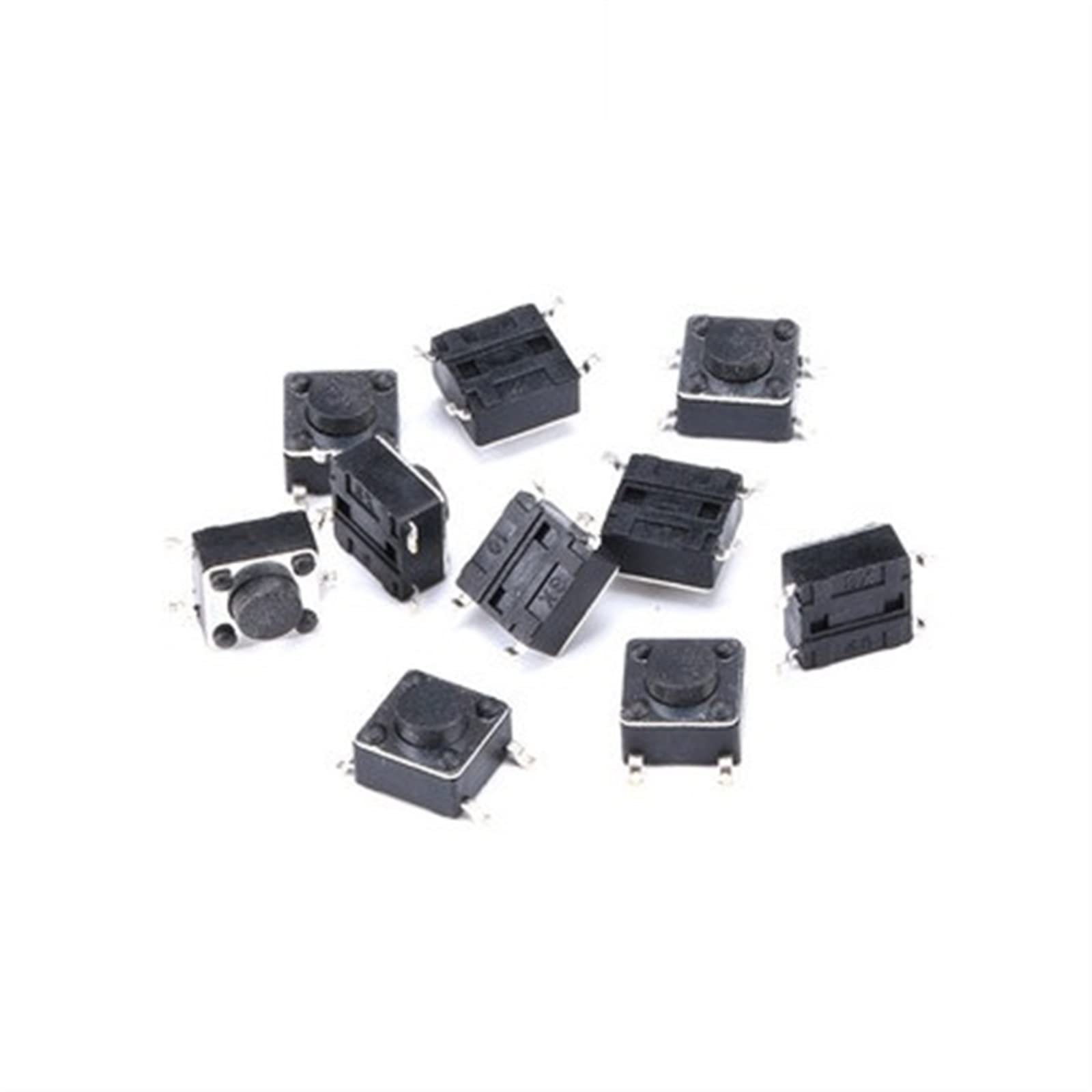 50Pcs 6 * 6 * 4.3/5/6/7/8/9/10mm Mini Micro Interruttore SMD 4 Pin Momentaneo Tattile Tatto Pulsante (Color : 6x6x4.3 in Bulk)