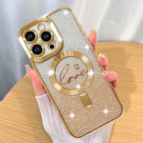 Image of ZIYE Magnetic Case Designed for iPhone 14 Pro Max Glitter Case-Gold