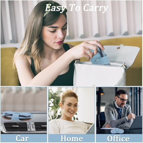 Image of CREATCABIN Leather Sunglasses Case Portable Glasses Bag Slim Case Lightweight Travel Eyeglasses Holder Pouch Cover with Fiber Soft Cleaning Cloth for Women Men Holiday Vacation 6.9x3.4 Inch Light Blue