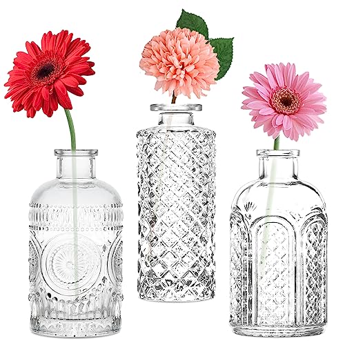 Lot de 3 Mini vases en Verre Vintage décoratifs pour décoration de Table, centres de Table, décorations de Mariage