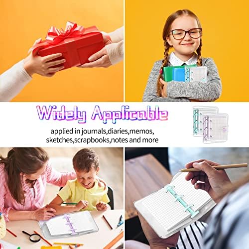 2pcs Mini Transparent 3-Ring Binder, Mini 3 Holes Transparent Book, Loose Leaf Binder Round Ring Protector with Snap Button Closure Kawaii School Supplies Useful and Practical