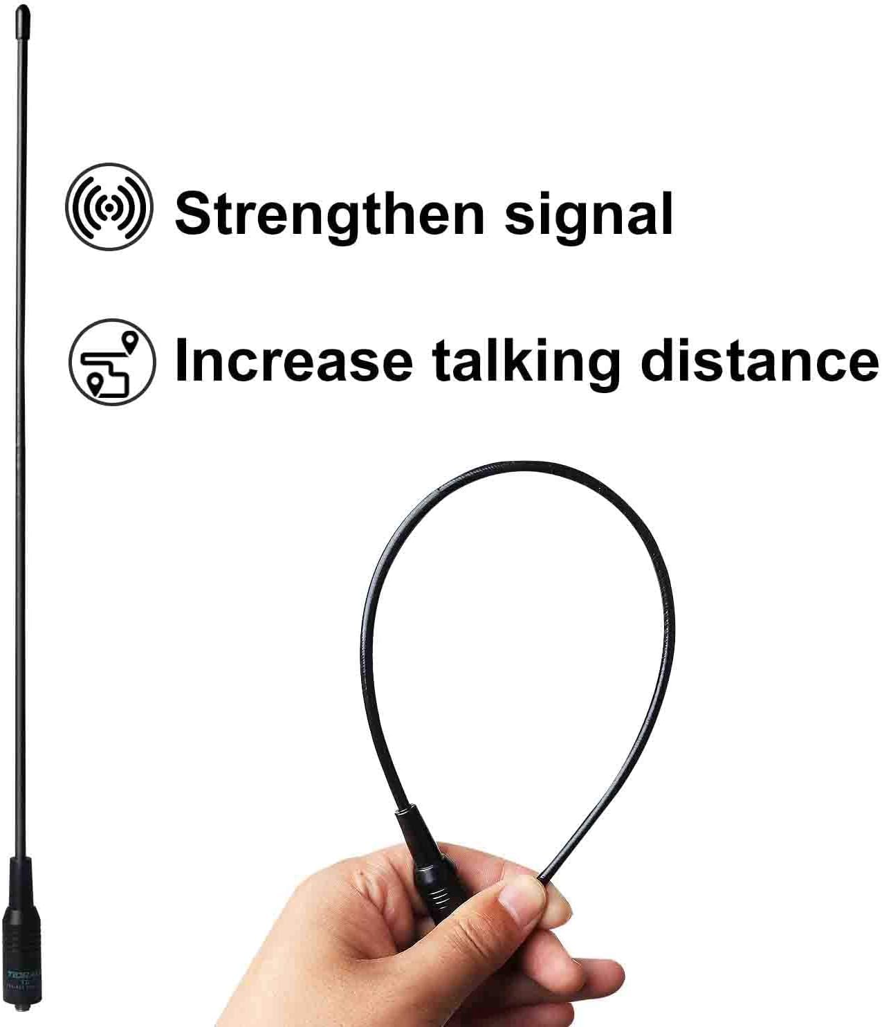 TIDRADIO AirBand Antenne et bande de police (lot de 2, UHF/VHF-120/300 MHz), antenne radio jambon pour BAOFENG UV-5RM, UV-5R mini, UV-5RH, GT-5R, Radtel RT-470X, TD-H3, TD-H8, TD-H3 Plus Talkie Walkie
