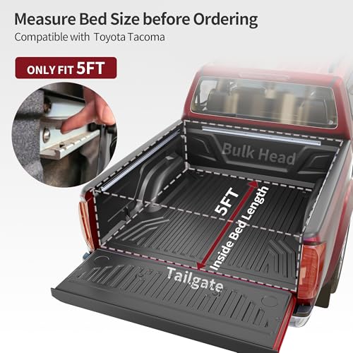 Image of oEdRo Soft Roll Up Truck Bed Tonneau Cover Compatible with 2016-2023 Toyota Tacoma (Excl. Trail), 5ft Bed with Track Rail System