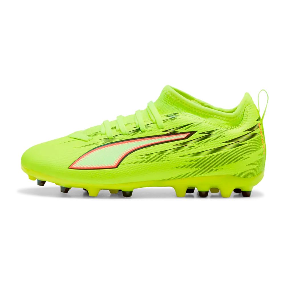PUMA Ultra 6 Match MG JR Soccer Shoe, Yellow Alert Black-Glowing RED-Lime Squeeze, 4 UK