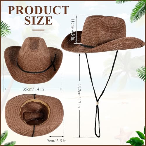 Image of JaGely 15 Pcs Straw Cowboy Hats Wide Brim Summer Hat Women Men Country Accessories for Western Themed Party Concerts Birthday