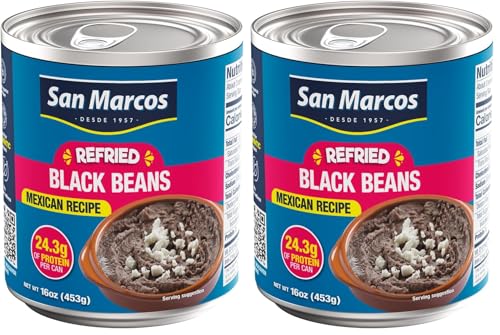 Image of San M. Refried Black Beans, 16 Ounce (Pack of 2)