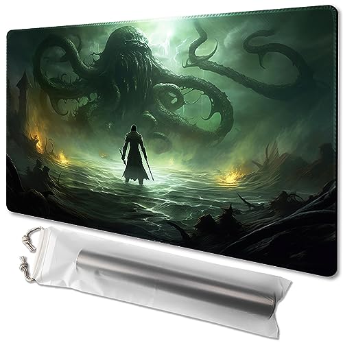MTG Playmat Size 24x14in Free Storage Bags Non-Slip Backing, Ideal for Card Game Enthusiasts TCG Playmat (Necroslayer-No Deck)