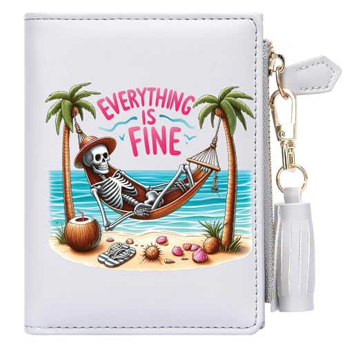 FEITH&FELLY Womens Summer Skeleton Small Wallet with ID Window and Zippered Coin Pocket Cute Wallet Gift for Women