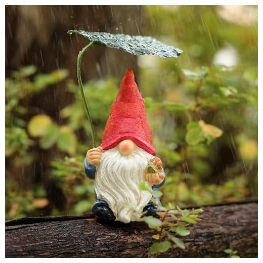 WSHMZYHOME Garden Gnome Statue Decoration with Leaf Umbrella, 6.5” Figurine Ornament for Indoor Outdoor Home Patio Yard Lawn, for Gnome Lovers & Garden Enthusiasts,Mom,Women