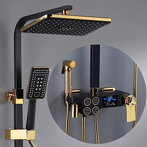Thermostatic Shower Faucet Set Black Gold