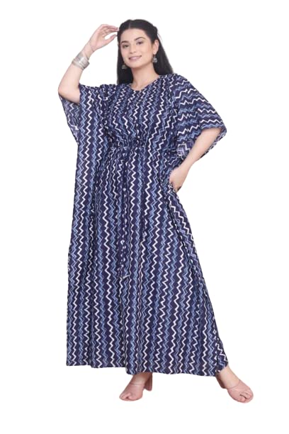 Jaipur Export Quality, Maxi Kaftan for Women,Pure Cotton Nighty, Loungewear Kaftan | Hand Block Printed Women Nighty | Free Size Multicolour-image-34