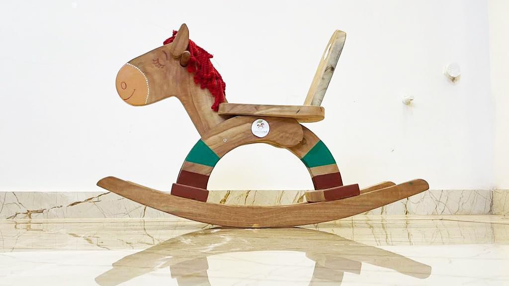 Neemtoys® Pure & Solid Neem Wooden Rocking Horse - Durable & Long-Lasting, Perfect for Kids Aged 1 to 5 Years, Classic Design Promoting Balance & Fun Play, Crafted to Last for Decades 2