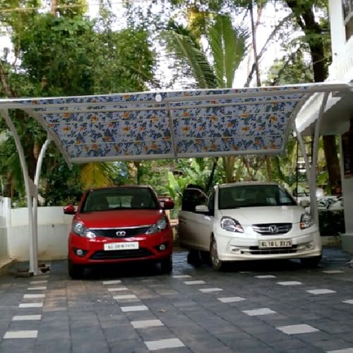 Image of MAHIRA Polypropylene Gate Sheet Car Parking Sheet | Grill Sheet | Gate Covering Sheet | Balcony Safety Sheet | Privacy Sheet, Multicolor Flower Printed Design UV Resistant (3 feet x 20 feet)
