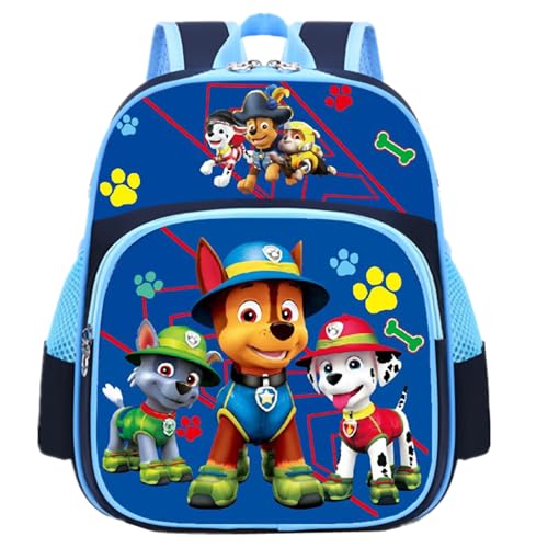 PQKL-party Zaino per Ragazzi Paw dog, Zaino con personaggio Paw dog, Borsa per Il Vivaio per Ragazzi, Scuola Materna da 3-4 Anni con Tasche, Anime per 13 Pollici, Blu
