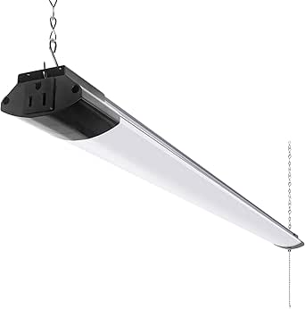 Barrina LED Shop Light for Garage, 10000LM, 84W, 4FT, 5000K Linkable Light Fixture for Workshop, Basement, Hanging or Flush Mount, Heat Dissipation, with Pull Chain Switch, ETL,1 Pack