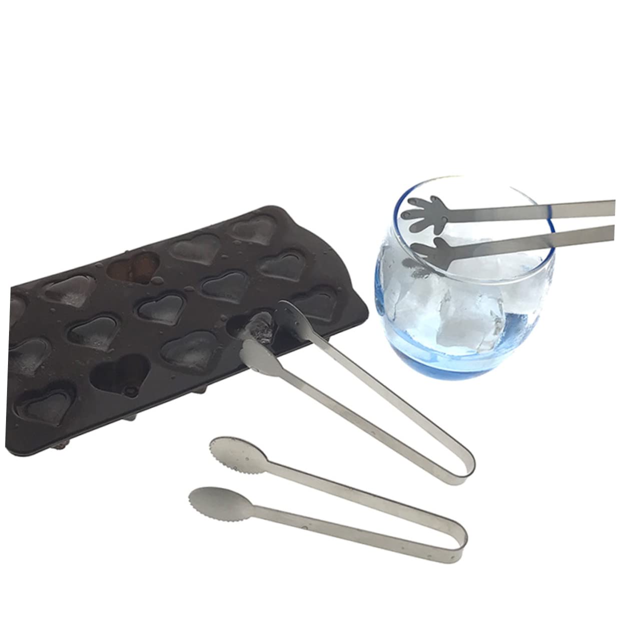 Cabilock Stainless Steel Mini Serving Tongs Ice Tongs for Sugar Cubes Lemon Slices Appetizers for Parties Cafes Home Use Flexible Design with Handle