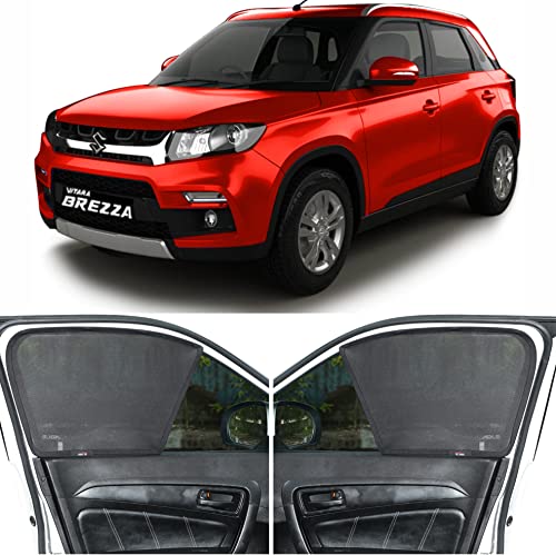 Image of Able Dotnet Half Car Magnetic Sun Shade Curtains for Maruti Vitara BREZZA Type-I Set of 4 Pcs (Before 2022 Model)
