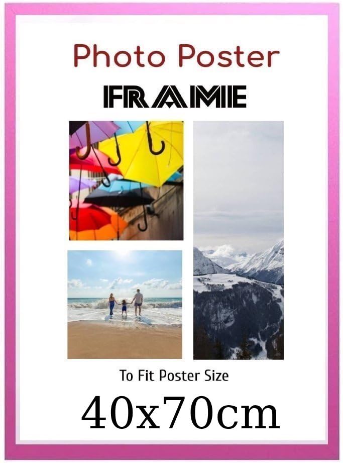 Pink 40 x 70 cm Poster Frames - Large MDF Wooden Frames 70x40 cm - Both Ways Wall Hanging Wall Gallery Living Room Photo Picture Frame With Shatterproof Perspex Sheet