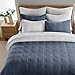 Levtex Home Cloud Waffle King/Cal King Quilt Set (106x92in) and 2 Pillow Shams (36x20in) - Box Quilted Waffle Cotton Texture - Navy - Cotton King Size Quilt Bedding Set - Lightweight Soft Pre-Washed
