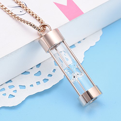 Oinsi Eternity Memory Hourglass Urn Necklace Cremation Jewelry Pendants For Women Men +Gift Box+Fill Kits (Rose Gold) #TOP4