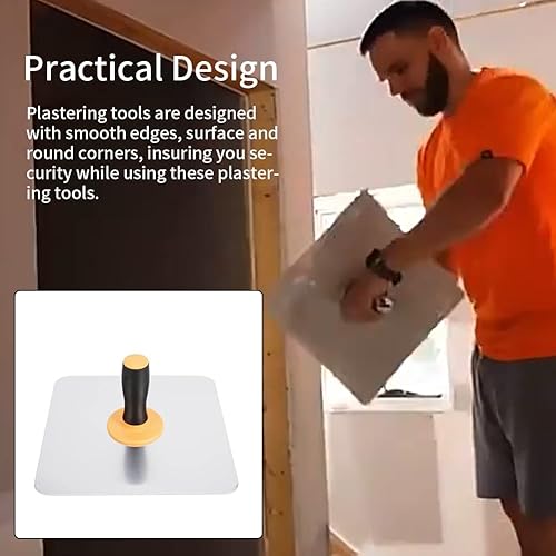 Miniatura 7 de Halcón de enlucido de aluminio con mango extraíble, soporte para tablero de mortero de yeso de 11.8 pulgadas, herramienta de enlucido para paneles