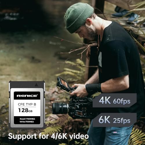 RENICE CFexpress Type B 128GB Compact Flash CF Express Tarjeta Memoria, TLC Flash, hasta 1780 MB/s de Lectura, Compatible con DSLR, cámara XQD - imagen 3