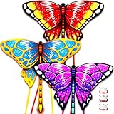 3 Pack Butterfly Kite for Kids Age 4-8 8-12, Kites for Boys Adults Easy to Fly & Assemble, with 328ft String,Perfect for Beach Trip Park Family Activities Outdoor Games