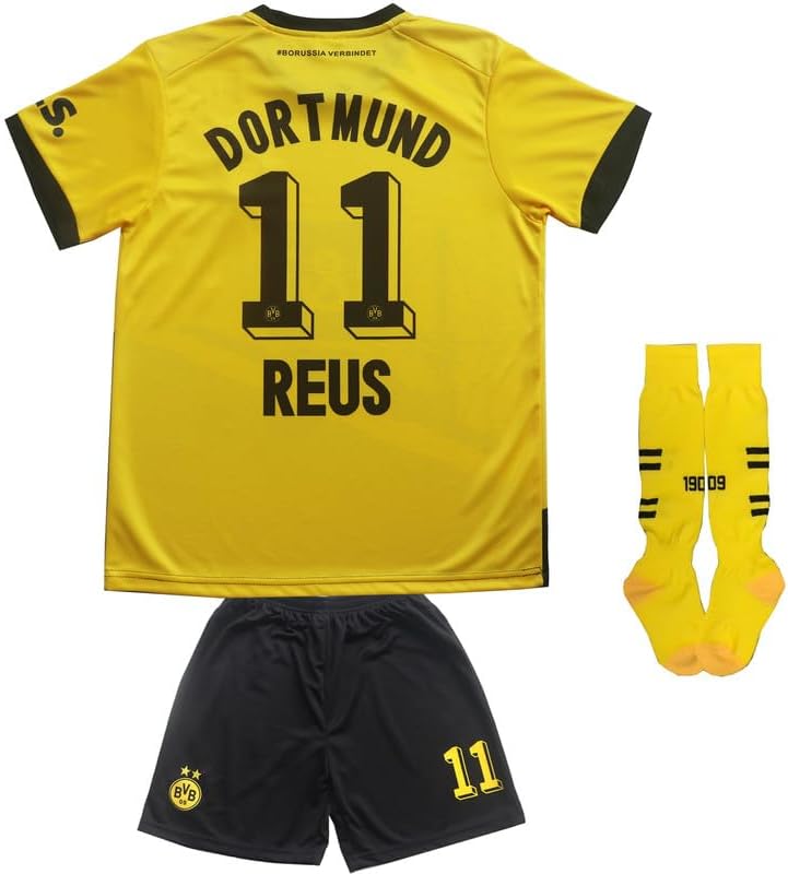 2023/2024 Dortmund Home Reus #11 Football Soccer Kids Jersey Shorts Socks Set Youth Sizes