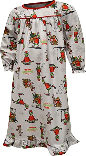 Komar Kids Girls Dr. Seuss The Grinch Traditional Girls Flannel Nightgown
