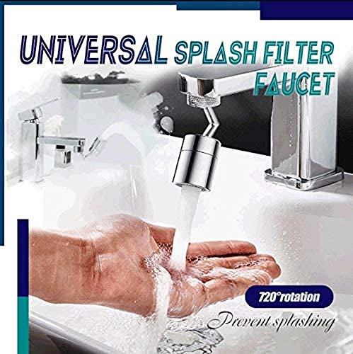 MFLB Universal Splash Filter Faucet,720° Rotate Water Outlet Faucet Sprayer Head with 4-Layer Net Filter,Anti-Splash,Oxygen-Enriched Foam,Leakproof Design with Double O-Ring