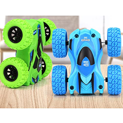 Pull Back Cars Double-Sided Friction Powered Vehicles Flips Shockproof Inertia Cars Pull Cars For Boys Girls Toddler Birthday Gift Age 3+ Years Old(4Pcs) #TOP1